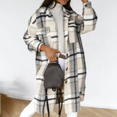 Plaid Long Blouses Coat